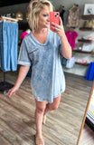 BLUE ACID WASHED DRESS (S-L)